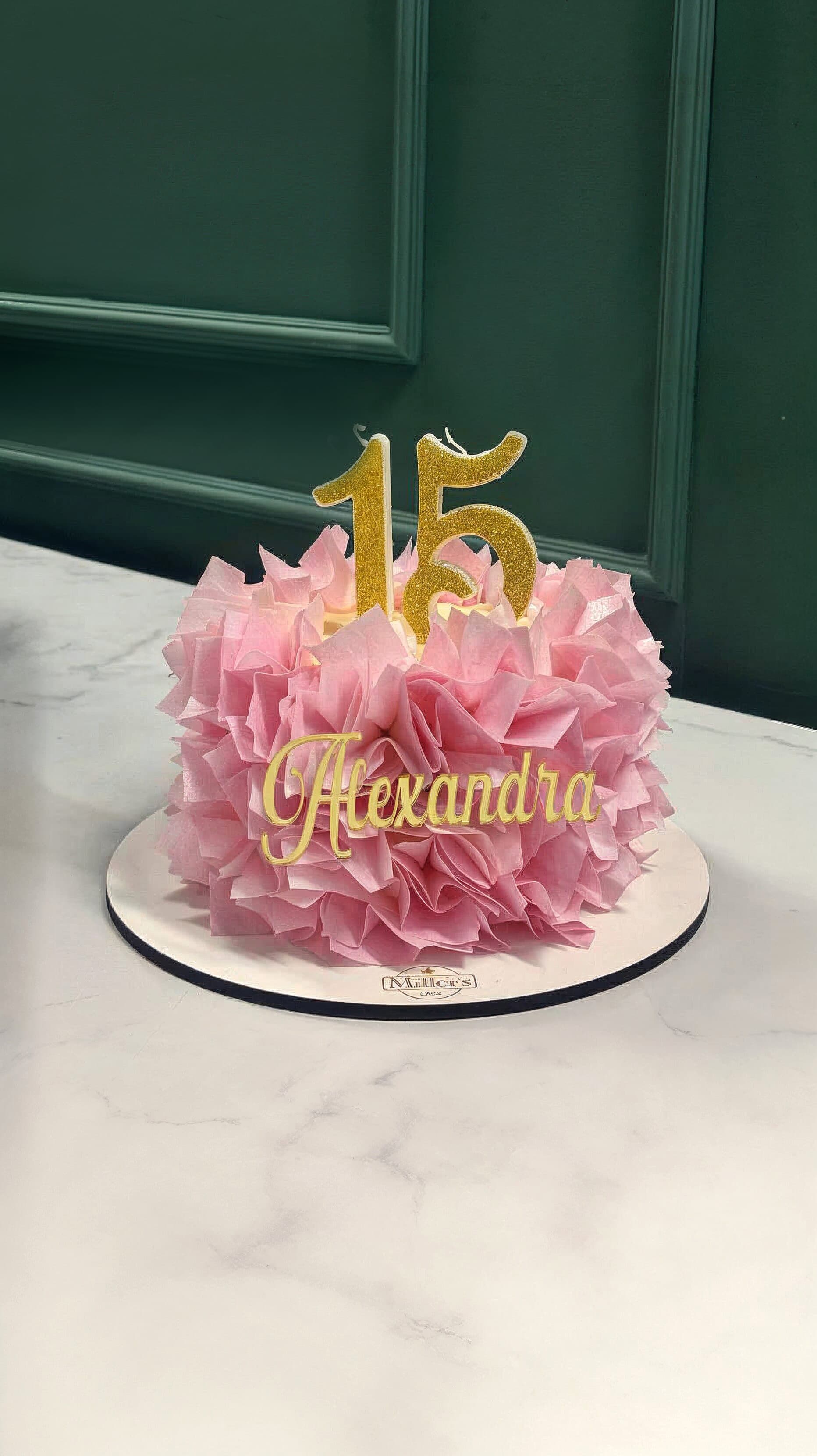 Luxury Pink Ruffle Celebration Cake
