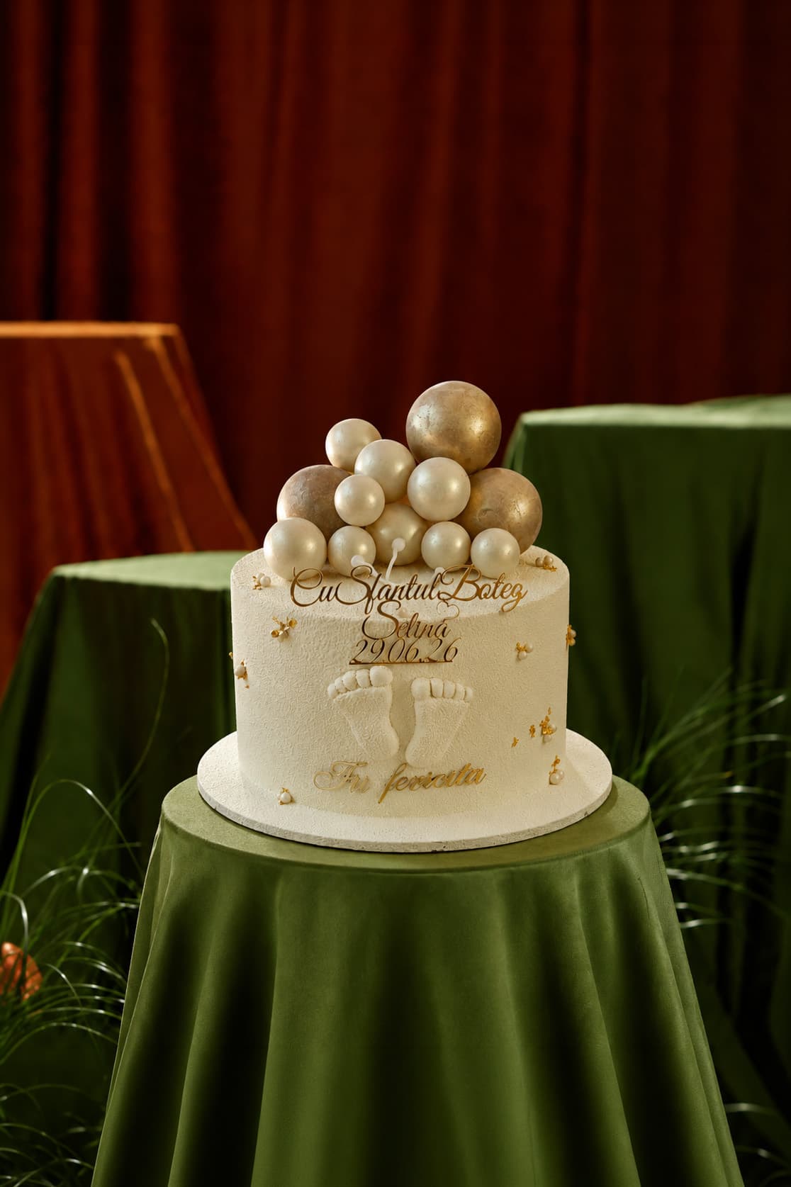 Golden Blessing Baptism Cake