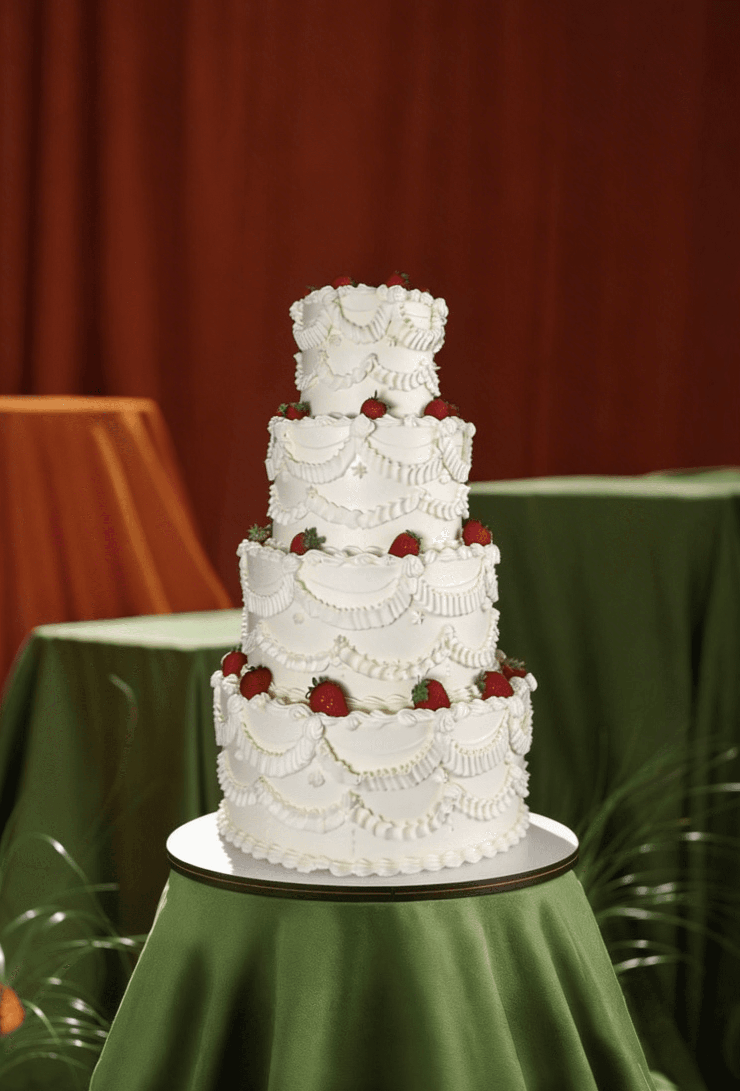 Strawberry Cascade Wedding Cake