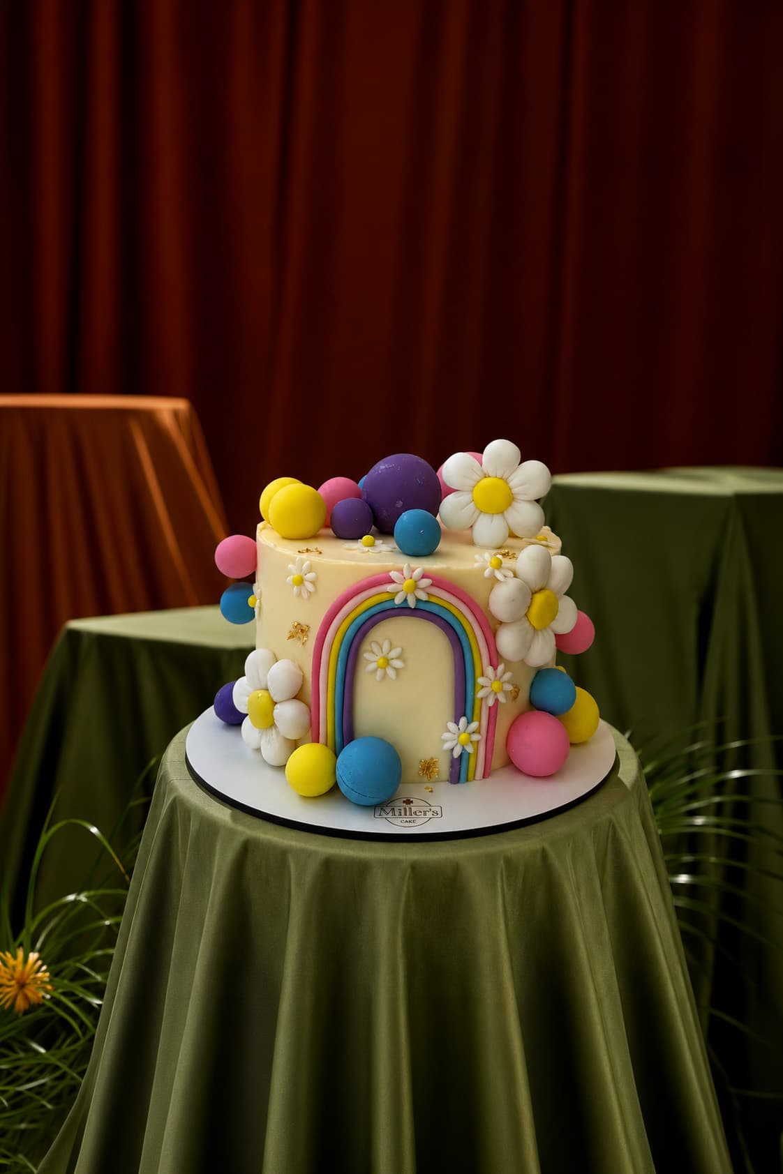 Rainbow Daisy Celebration Cake