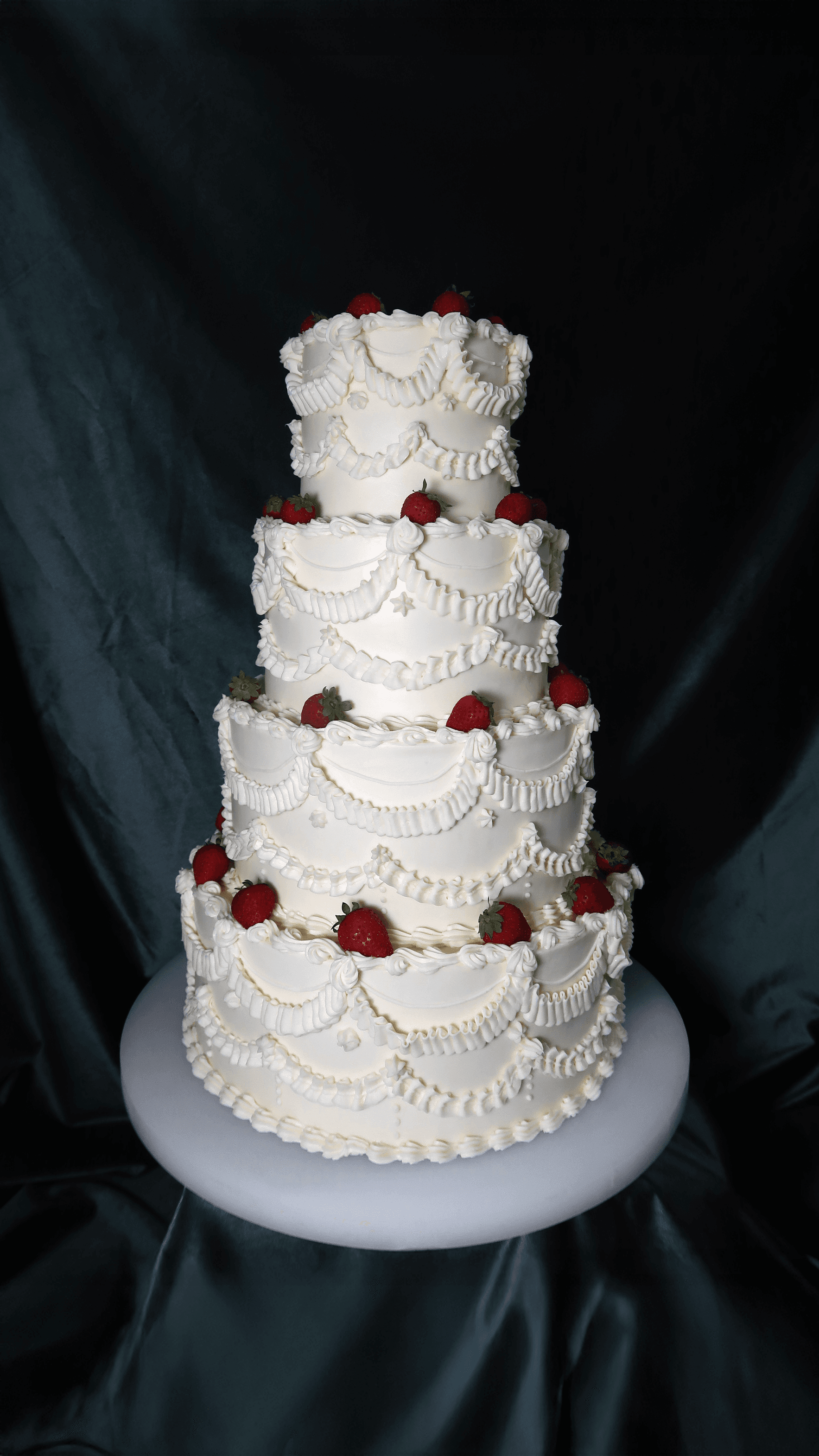 Strawberry Cascade Wedding Cake