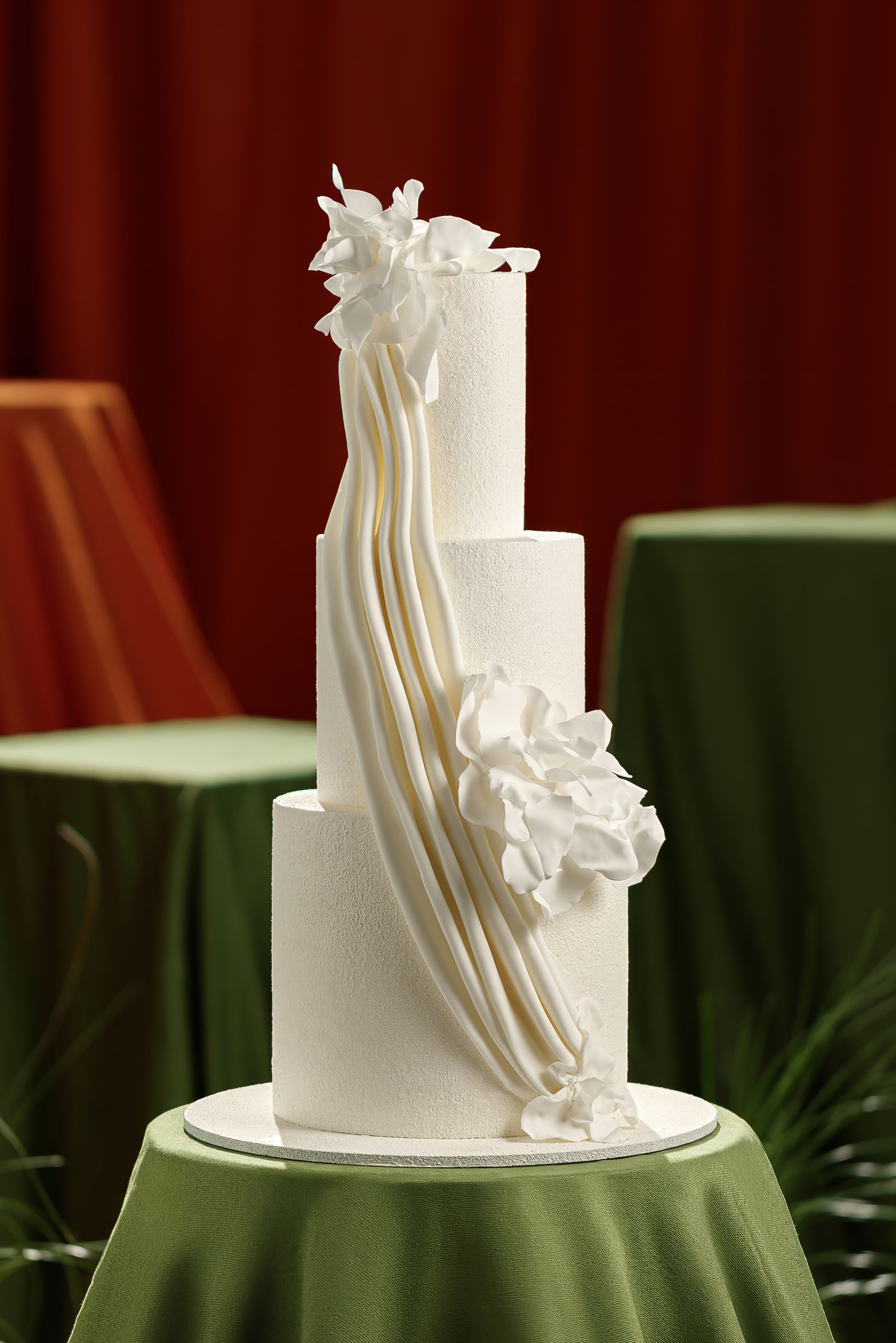 Ivory Cascade Wedding Cake