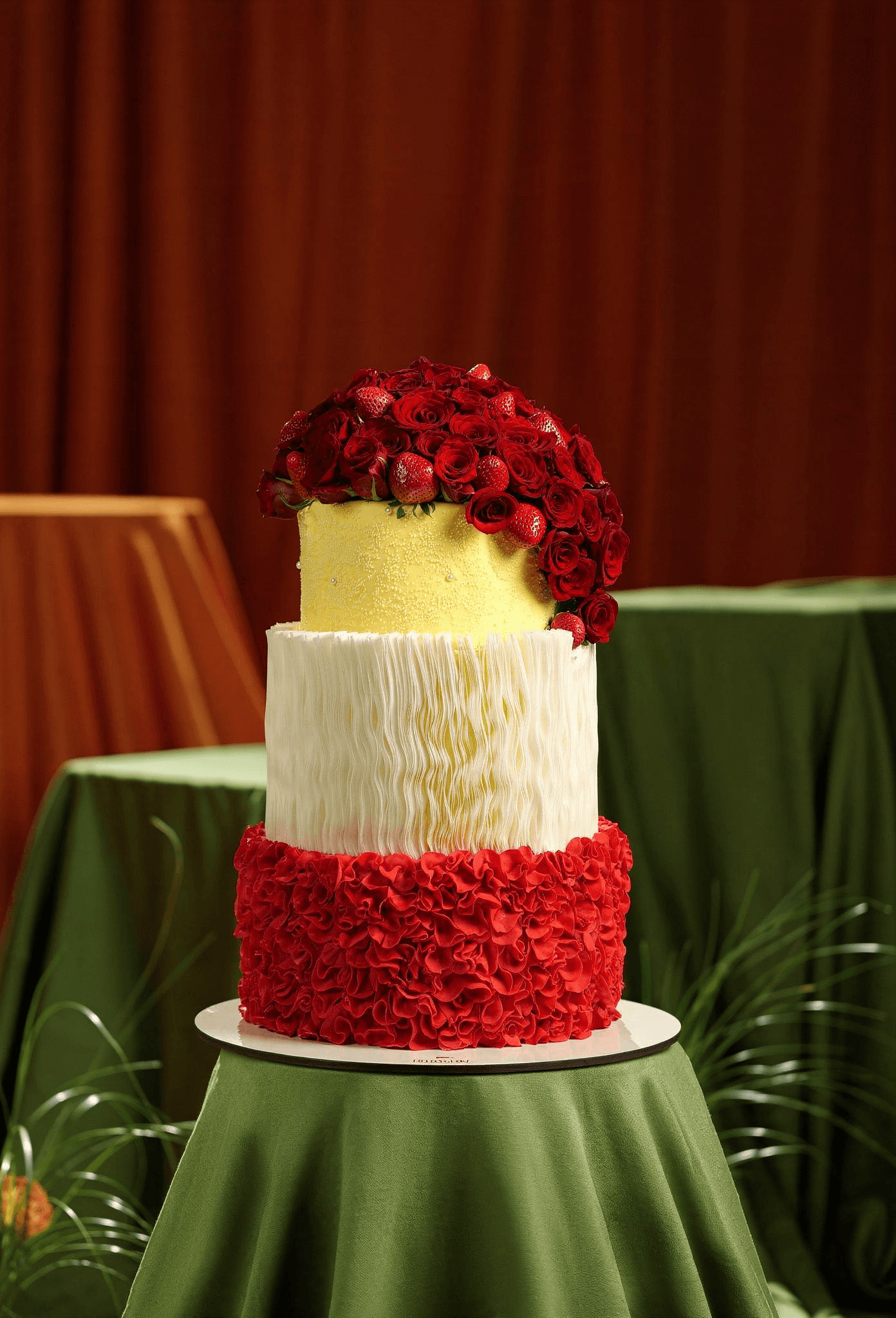 Romantic Rose & Strawberry Tiered Cake