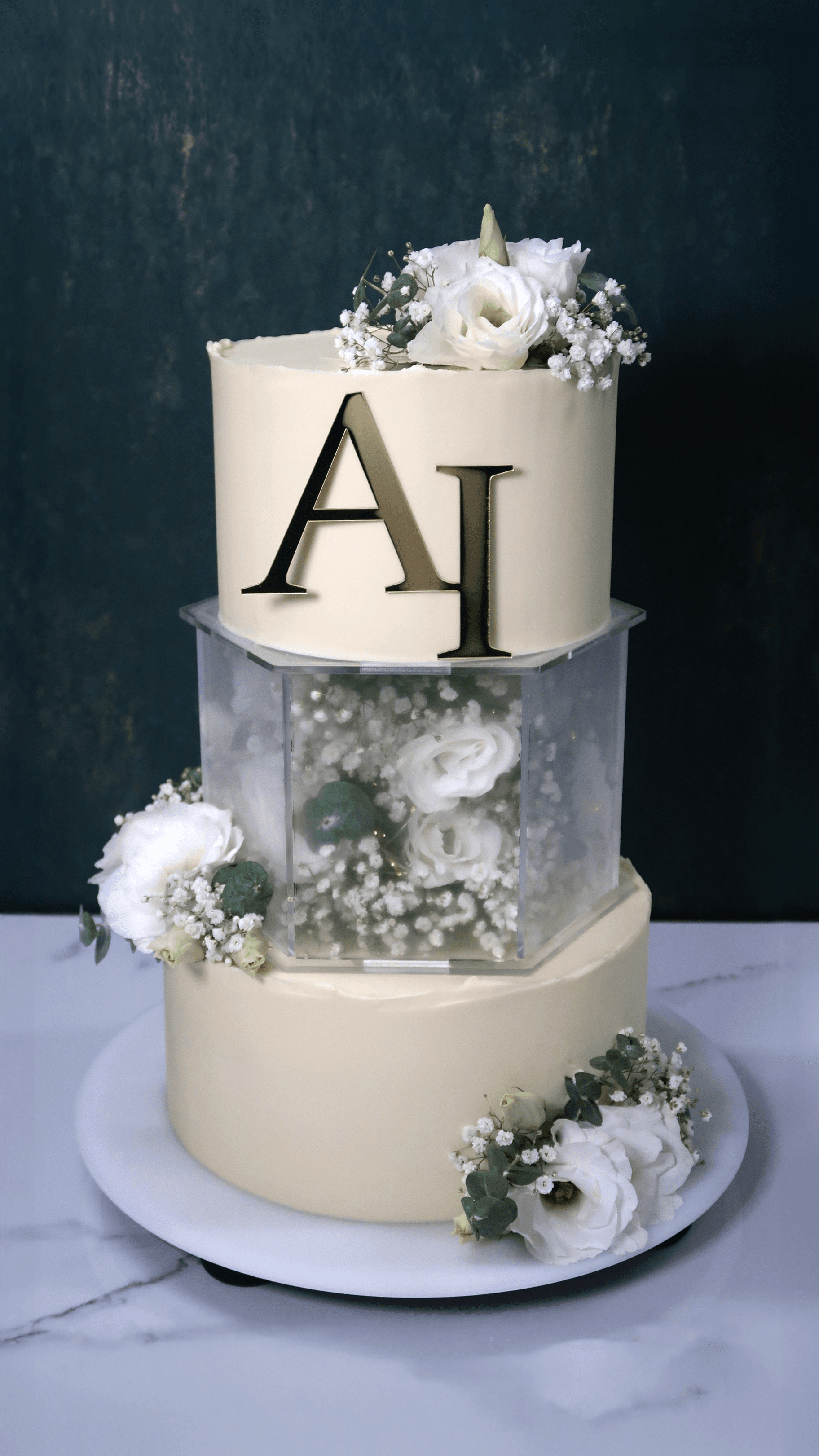 White Grace & Crystal Tier Cake
