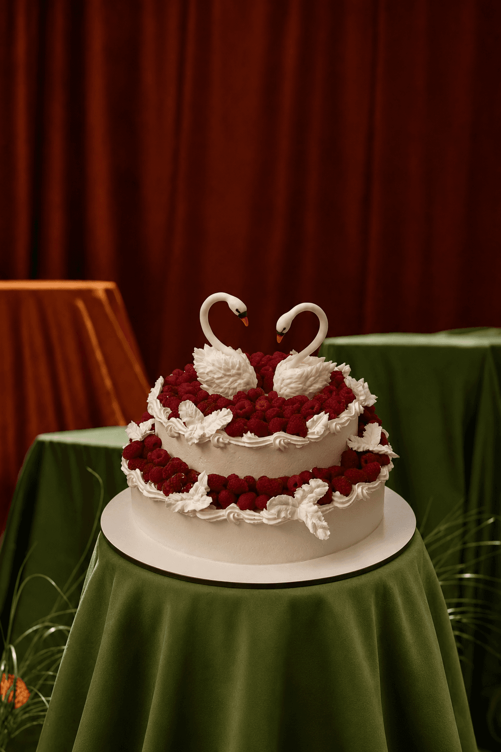 Raspberry Swan Love Cake