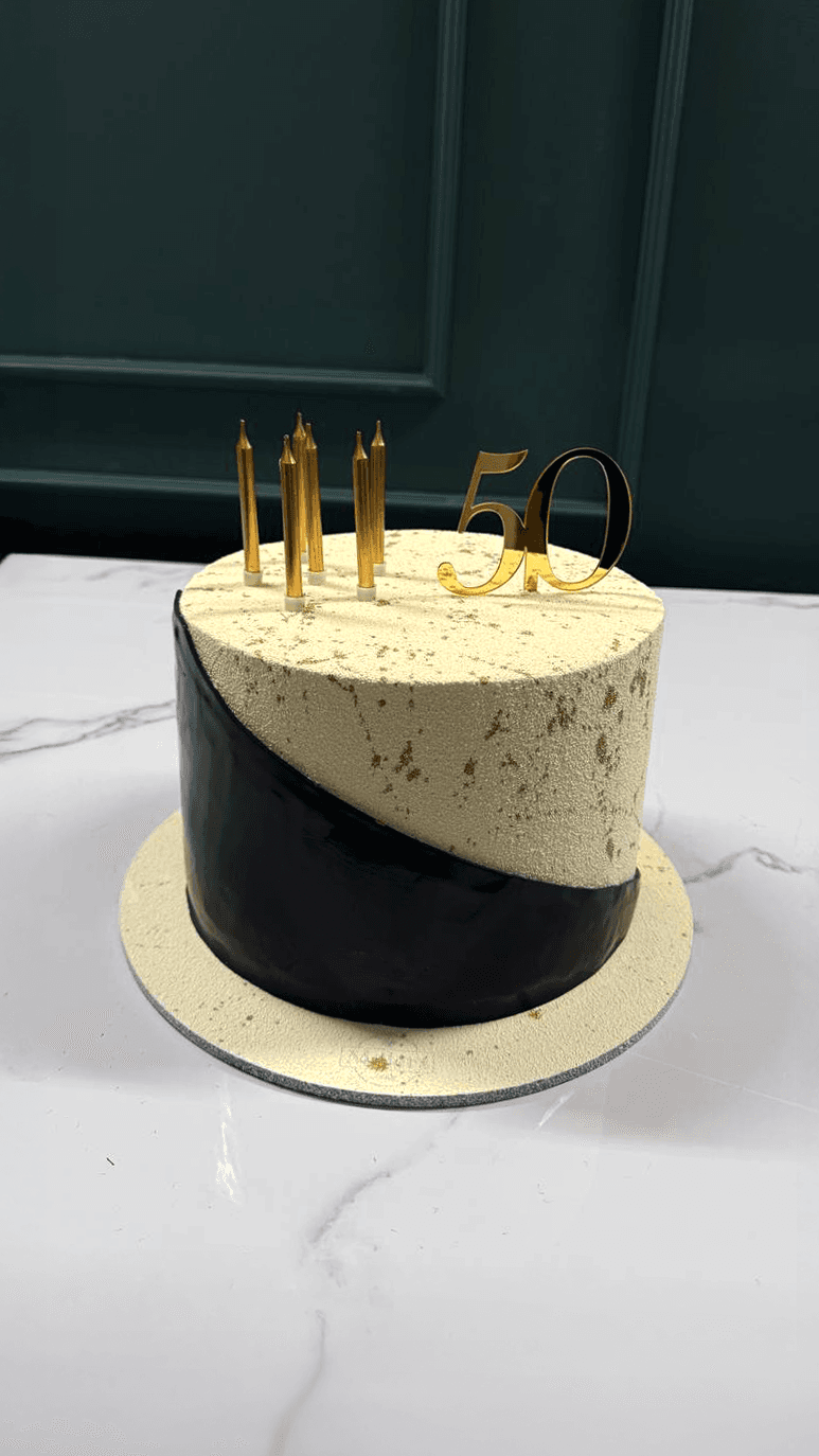 Golden Milestone Celebration Cake