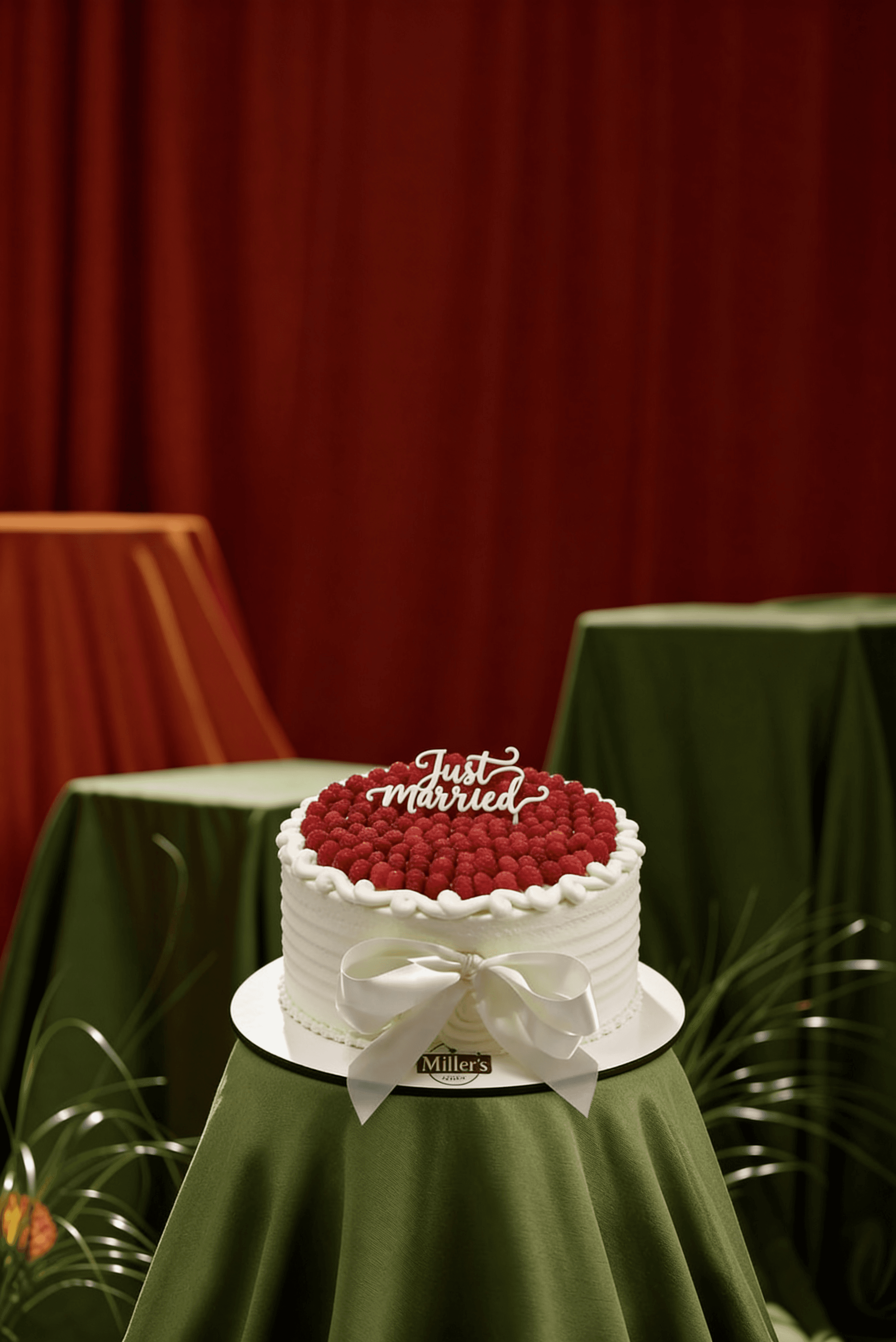 Just Married Raspberry Cake