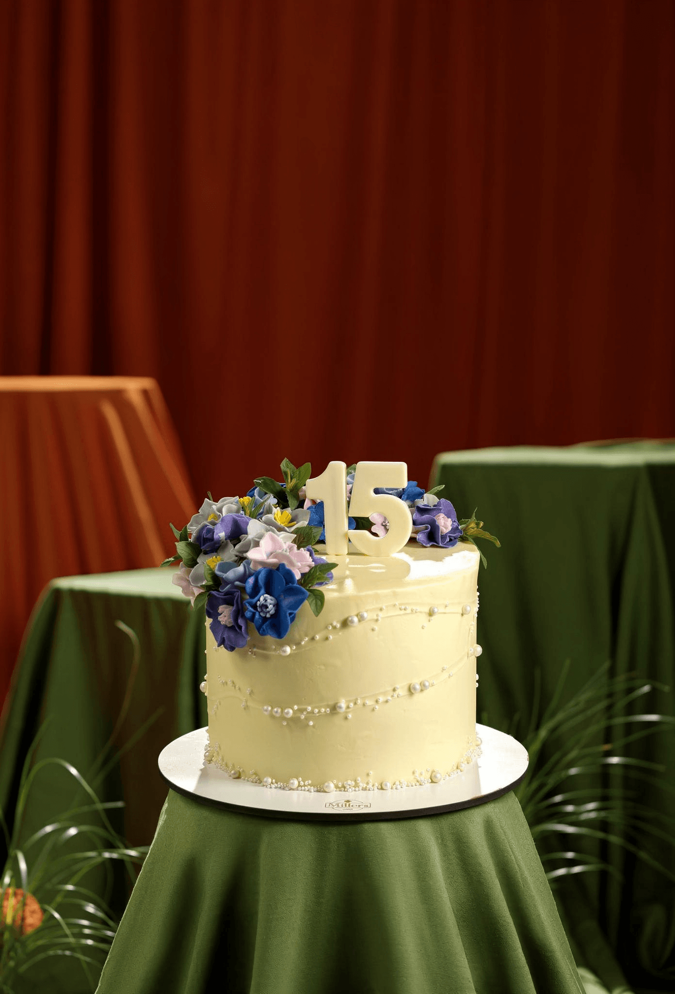 Elegant Floral 15th Birthday Cake