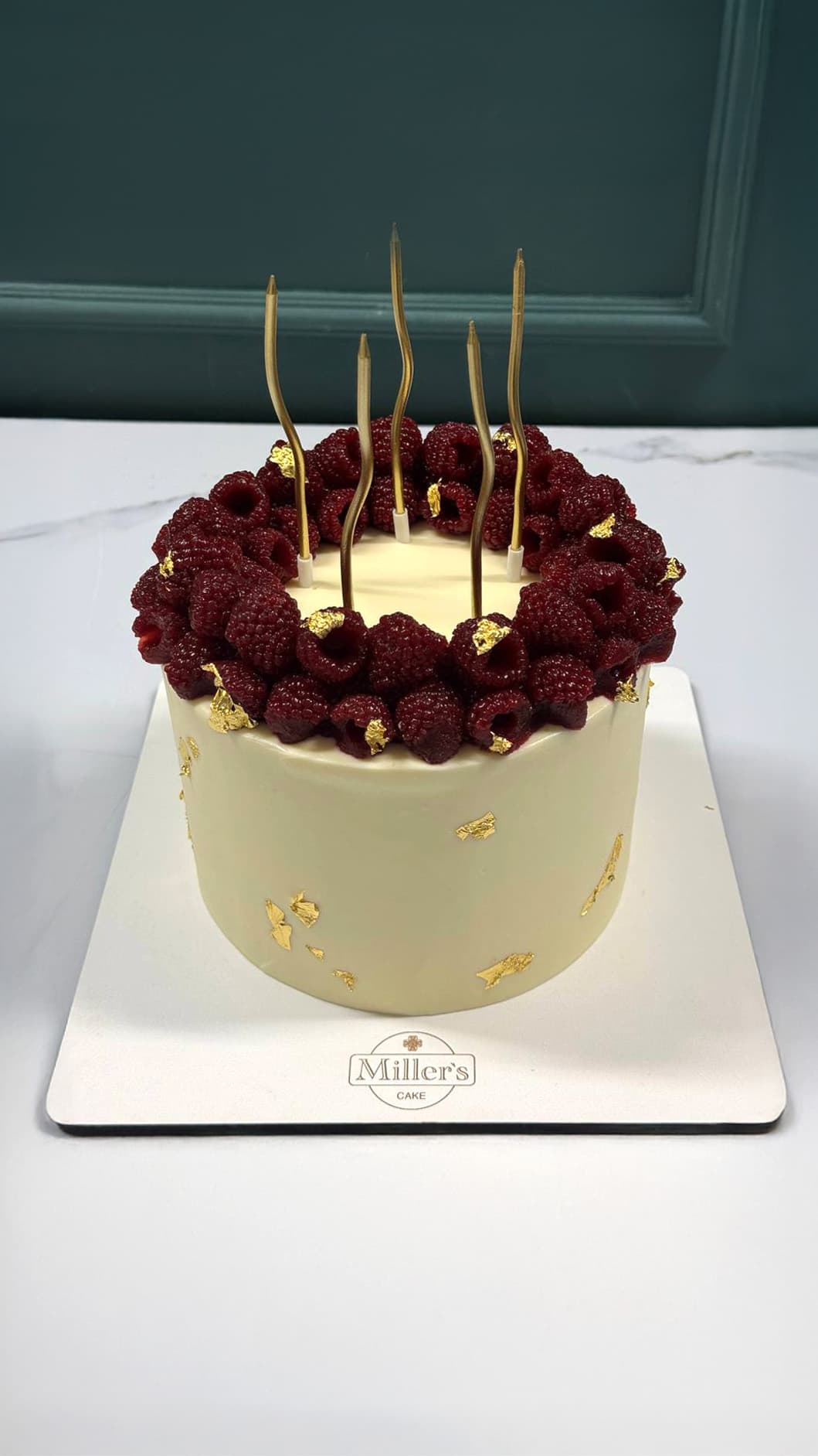Golden Raspberry Celebration Cake