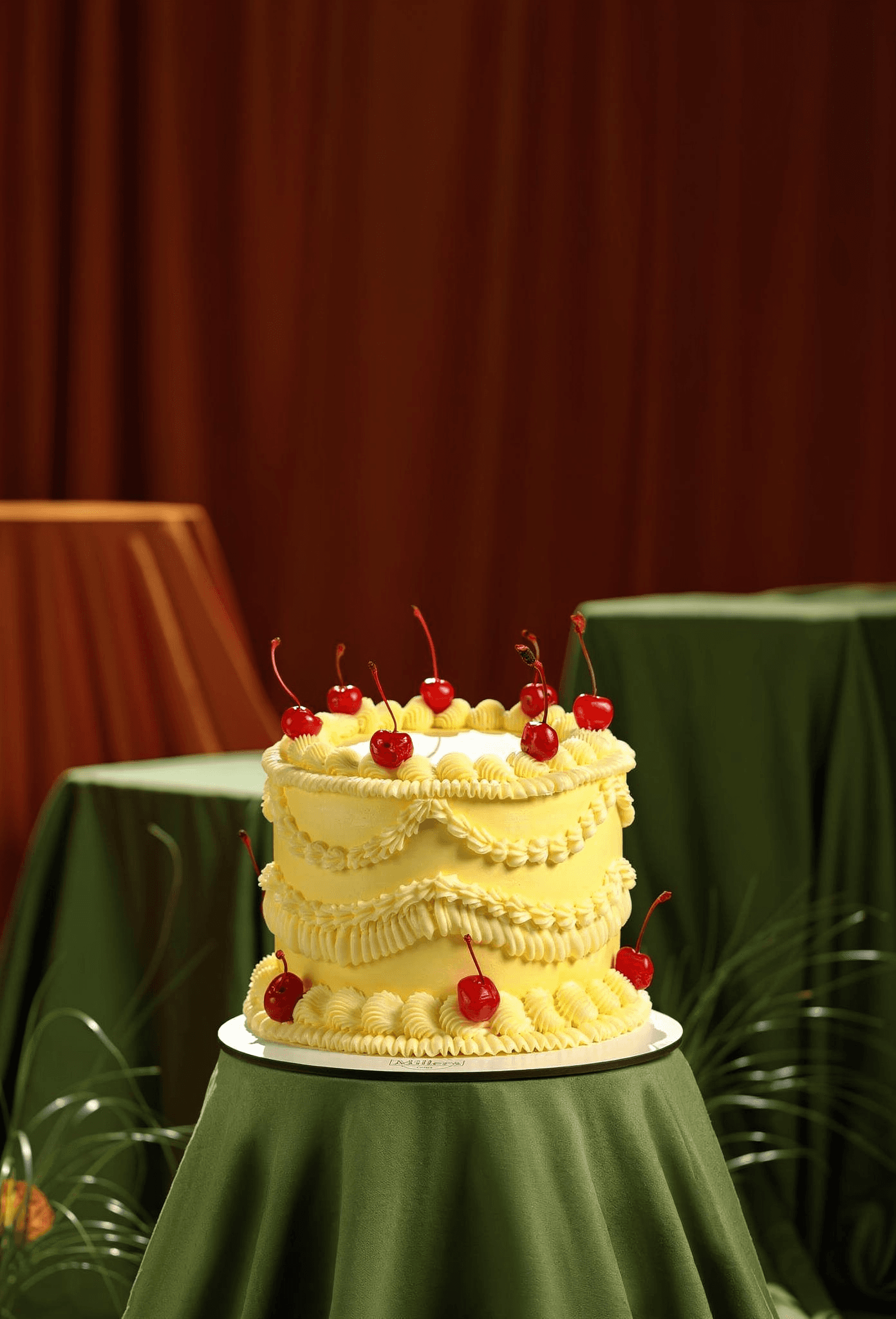 Vintage Cherry Buttercream Cake